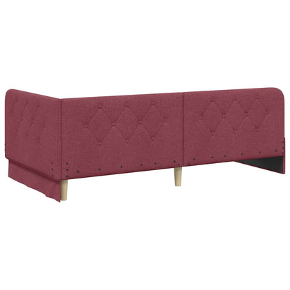 Cornice del letto ad angolo Rosso Vino 90 x 190 cm Tessuto | homemem39