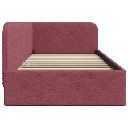 Cornice del letto ad angolo Rosso Vino 90 x 190 cm Tessuto | homemem39