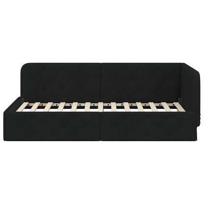 Cornice del letto ad angolo Nero 90 x 200 cm Tessuto | homemem39