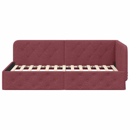 Cornice del letto ad angolo Rosso Vino 90 x 200 cm Tessuto | homemem39