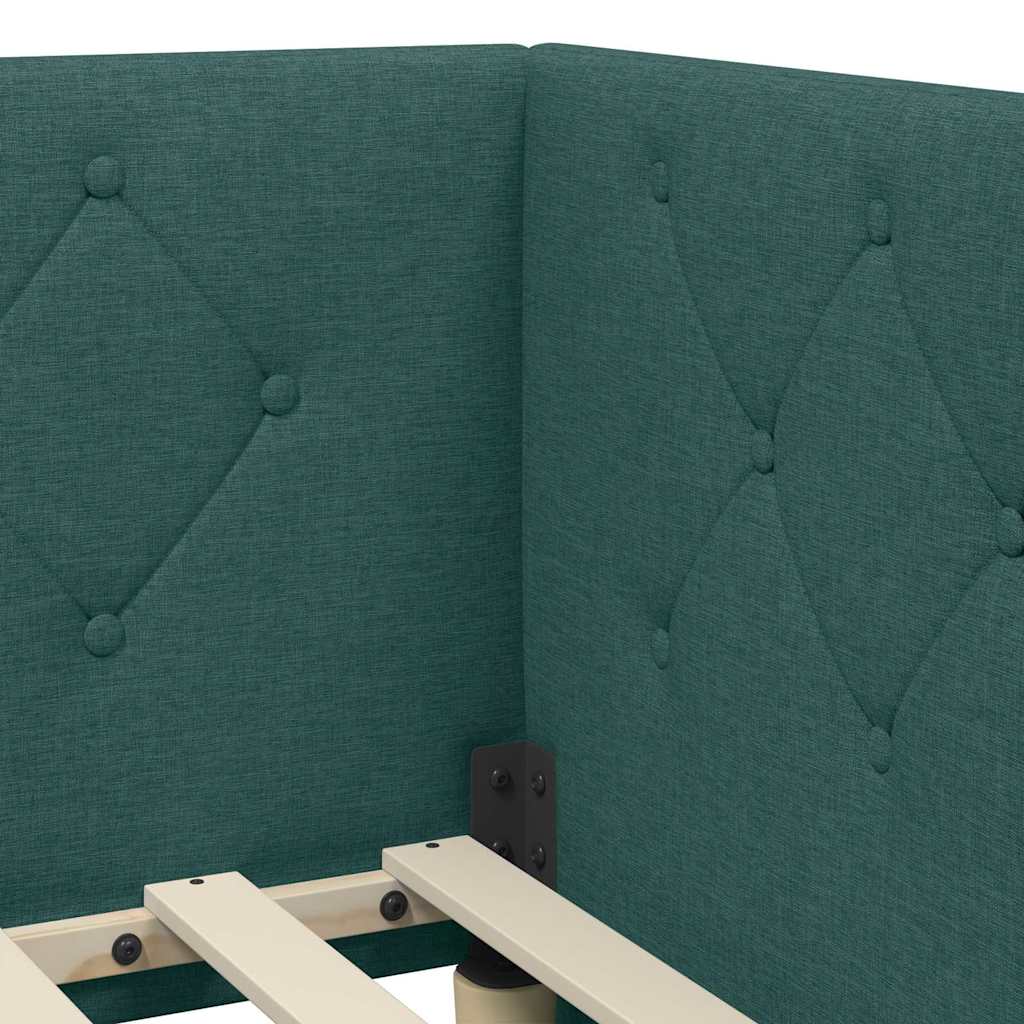 Cornice del letto ad angolo Verde Scuro 90 x 200 cm Tessuto | homemem39