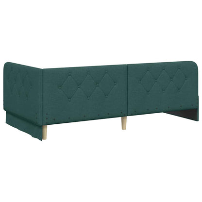 Cornice del letto ad angolo Verde Scuro 90 x 200 cm Tessuto | homemem39