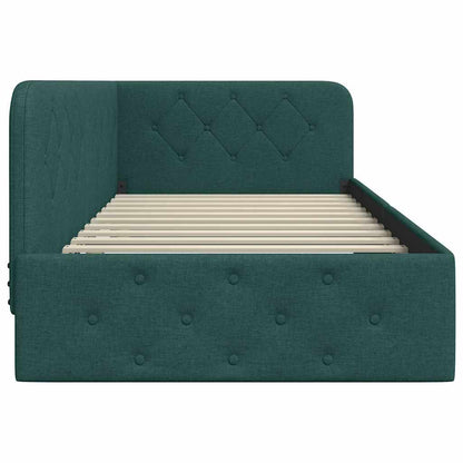Cornice del letto ad angolo Verde Scuro 90 x 200 cm Tessuto | homemem39