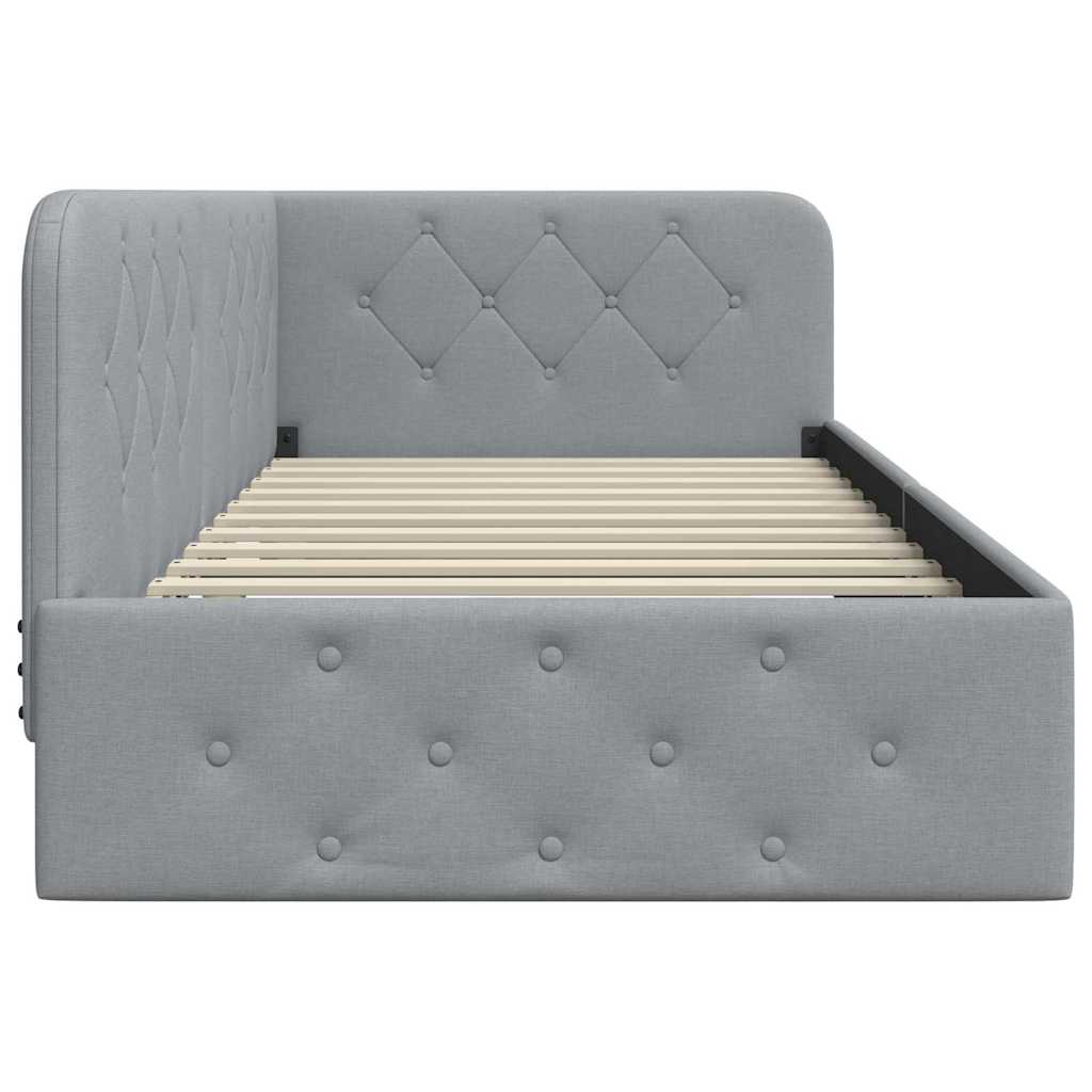 Cornice del letto ad angolo Grigio chiaro 100 x 200 cm Tessuto | homemem39