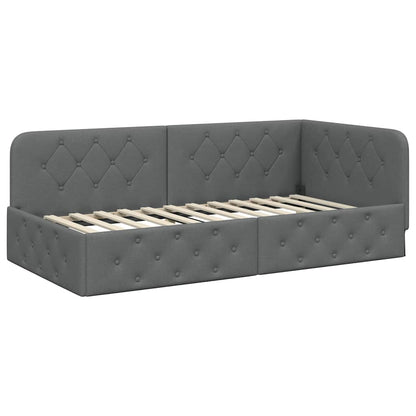 Cornice del letto ad angolo Grigio scuro 100 x 200 cm Tessuto | homemem39