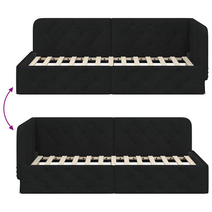 Cornice del letto ad angolo Nero 100 x 200 cm Tessuto | homemem39