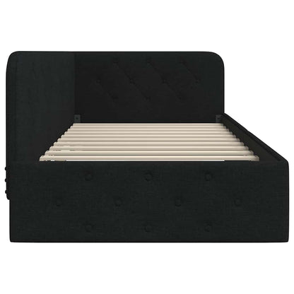 Cornice del letto ad angolo Nero 100 x 200 cm Tessuto | homemem39
