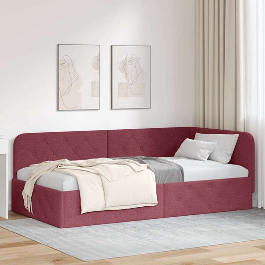 Cornice del letto ad angolo Rosso Vino 100 x 200 cm Tessuto | homemem39