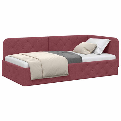 Cornice del letto ad angolo Rosso Vino 100 x 200 cm Tessuto | homemem39