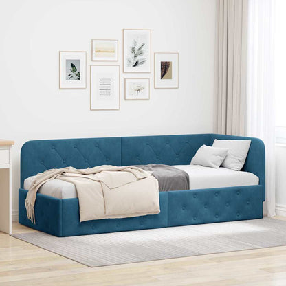 Cornice del letto ad angolo Blu 80 x 200 cm Velluto | homemem39