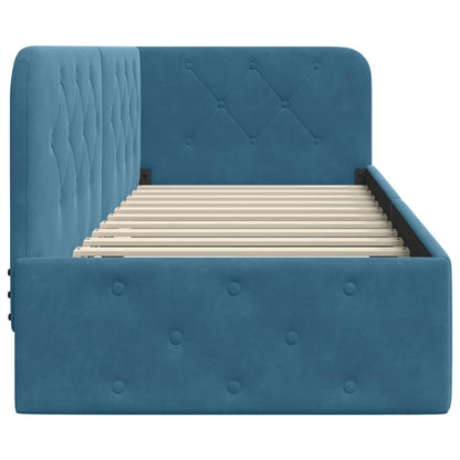 Cornice del letto ad angolo Blu 80 x 200 cm Velluto | homemem39