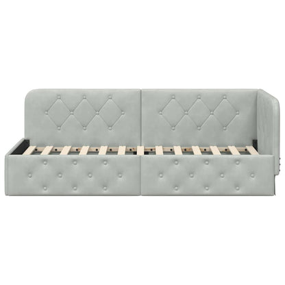 Cornice del letto ad angolo Grigio chiaro 80 x 200 cm Velluto | homemem39