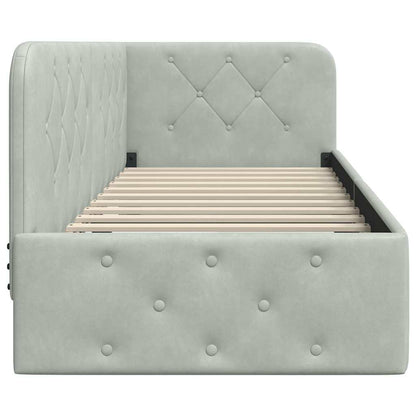 Cornice del letto ad angolo Grigio chiaro 80 x 200 cm Velluto | homemem39
