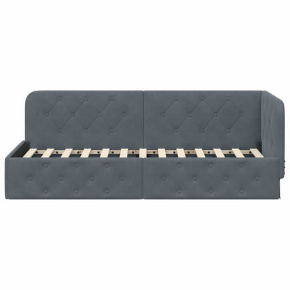 Cornice del letto ad angolo Grigio scuro 80 x 200 cm Velluto | homemem39
