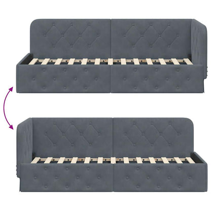 Cornice del letto ad angolo Grigio scuro 80 x 200 cm Velluto | homemem39