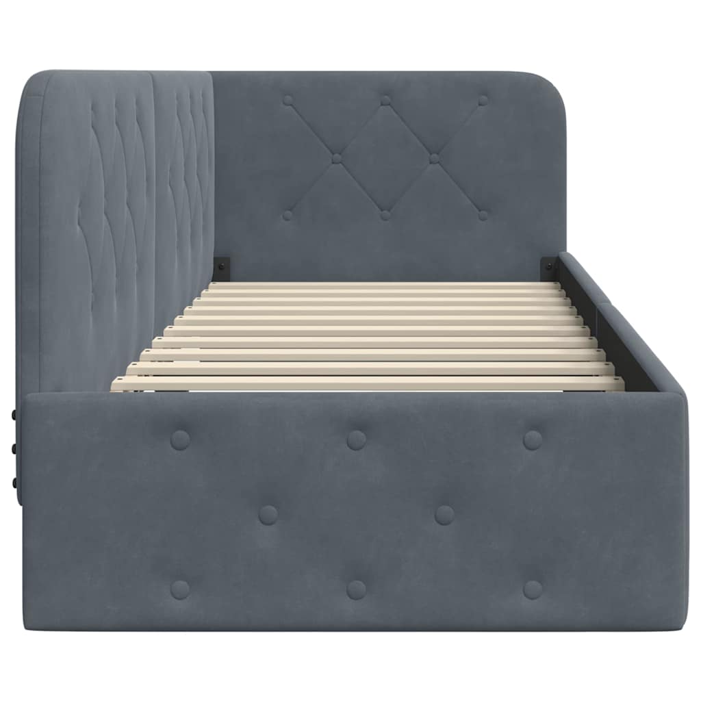 Cornice del letto ad angolo Grigio scuro 80 x 200 cm Velluto | homemem39