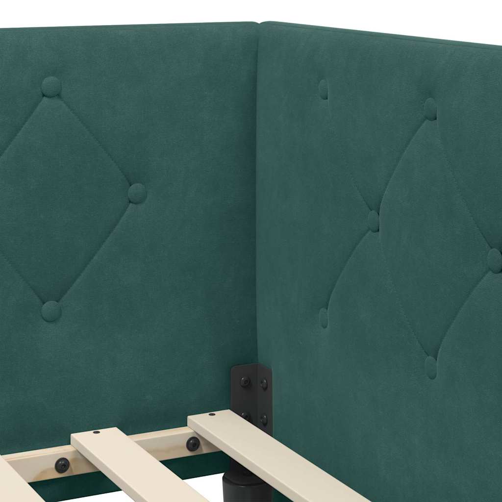Cornice del letto ad angolo Verde Scuro 80 x 200 cm Velluto | homemem39