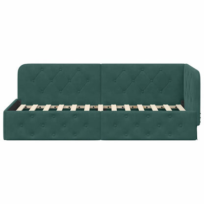 Cornice del letto ad angolo Verde Scuro 80 x 200 cm Velluto | homemem39