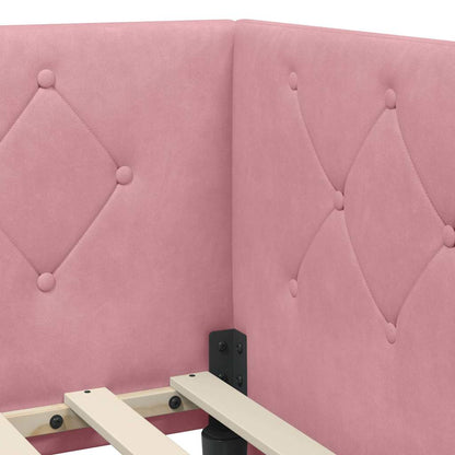Cornice del letto ad angolo Rosa 80 x 200 cm Velluto | homemem39