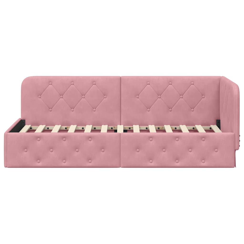 Cornice del letto ad angolo Rosa 80 x 200 cm Velluto | homemem39