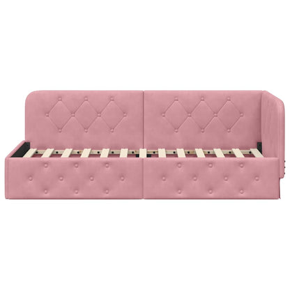 Cornice del letto ad angolo Rosa 80 x 200 cm Velluto | homemem39