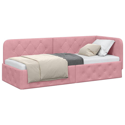 Cornice del letto ad angolo Rosa 80 x 200 cm Velluto | homemem39