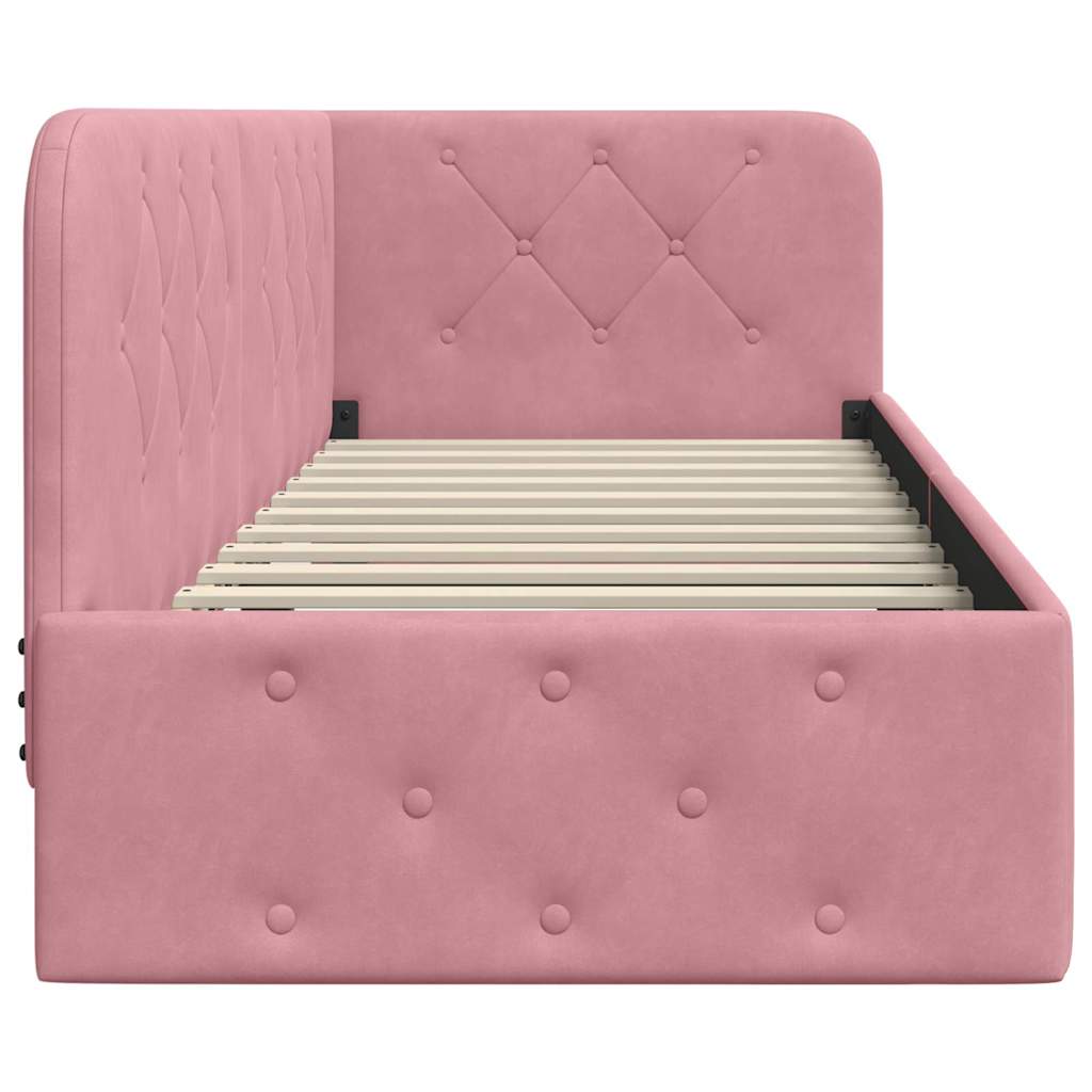 Cornice del letto ad angolo Rosa 80 x 200 cm Velluto | homemem39