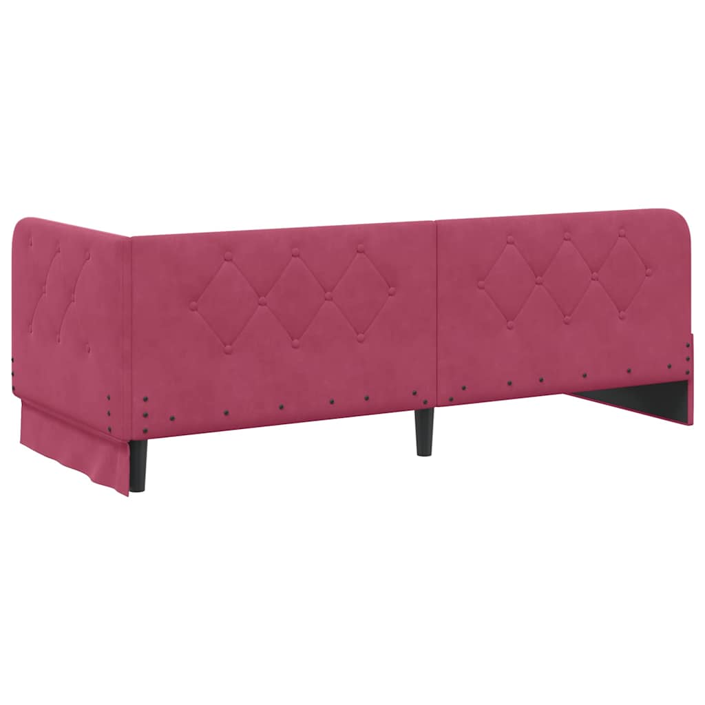 Cornice del letto ad angolo Rosso Vino 80 x 200 cm Velluto | homemem39