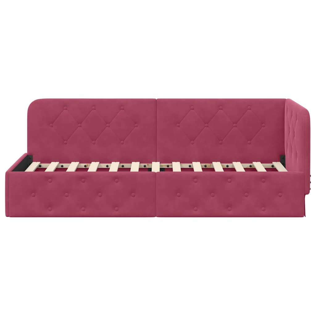 Cornice del letto ad angolo Rosso Vino 80 x 200 cm Velluto | homemem39