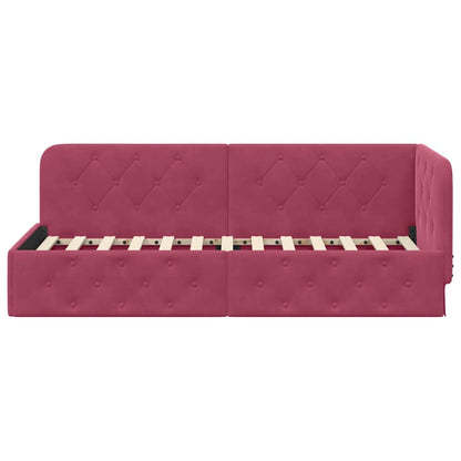 Cornice del letto ad angolo Rosso Vino 80 x 200 cm Velluto | homemem39