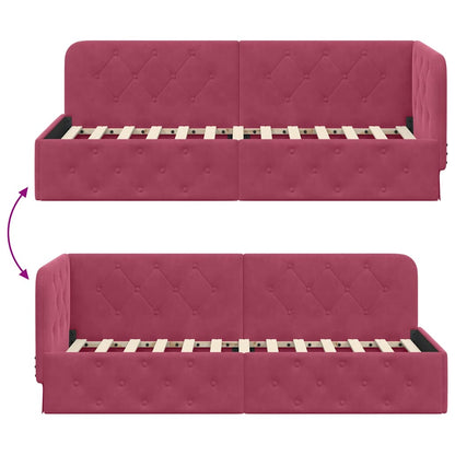 Cornice del letto ad angolo Rosso Vino 80 x 200 cm Velluto | homemem39