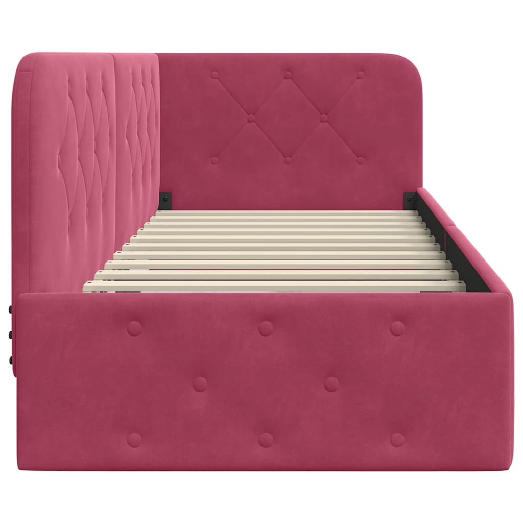 Cornice del letto ad angolo Rosso Vino 80 x 200 cm Velluto | homemem39