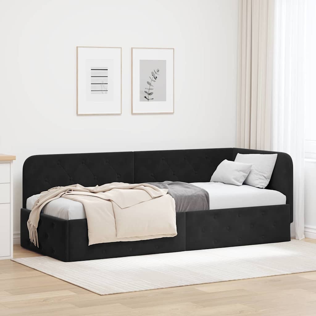 Cornice del letto ad angolo Nero 80 x 200 cm Velluto | homemem39