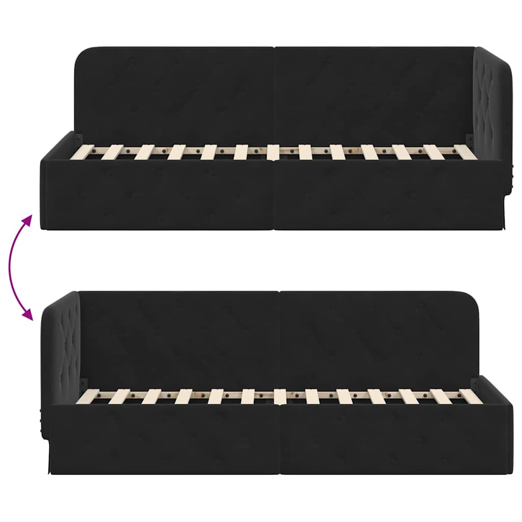 Cornice del letto ad angolo Nero 80 x 200 cm Velluto | homemem39