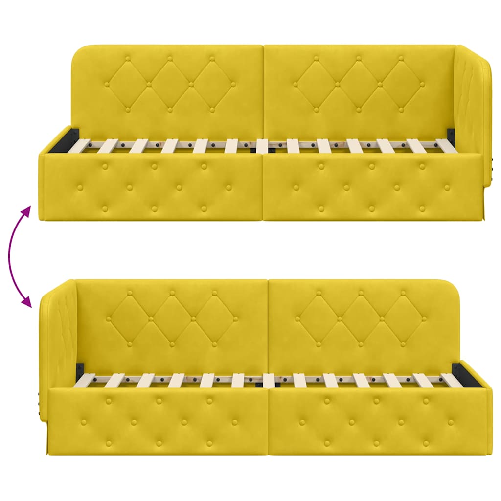 Cornice del letto ad angolo Giallo 80 x 200 cm Velluto | homemem39