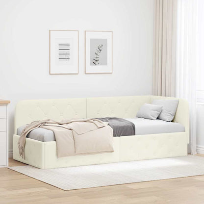 Cornice del letto ad angolo Crema 80 x 200 cm Velluto | homemem39