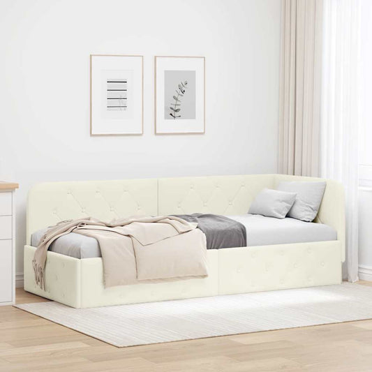 Cornice del letto ad angolo Crema 80 x 200 cm Velluto | homemem39