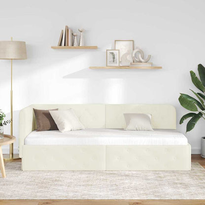 Cornice del letto ad angolo Crema 80 x 200 cm Velluto | homemem39