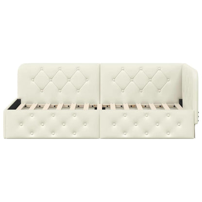 Cornice del letto ad angolo Crema 80 x 200 cm Velluto | homemem39