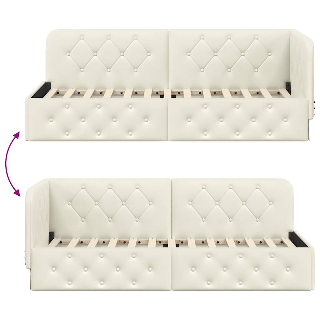 Cornice del letto ad angolo Crema 80 x 200 cm Velluto | homemem39