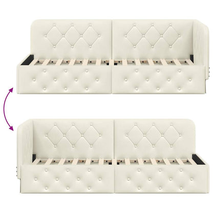 Cornice del letto ad angolo Crema 80 x 200 cm Velluto | homemem39