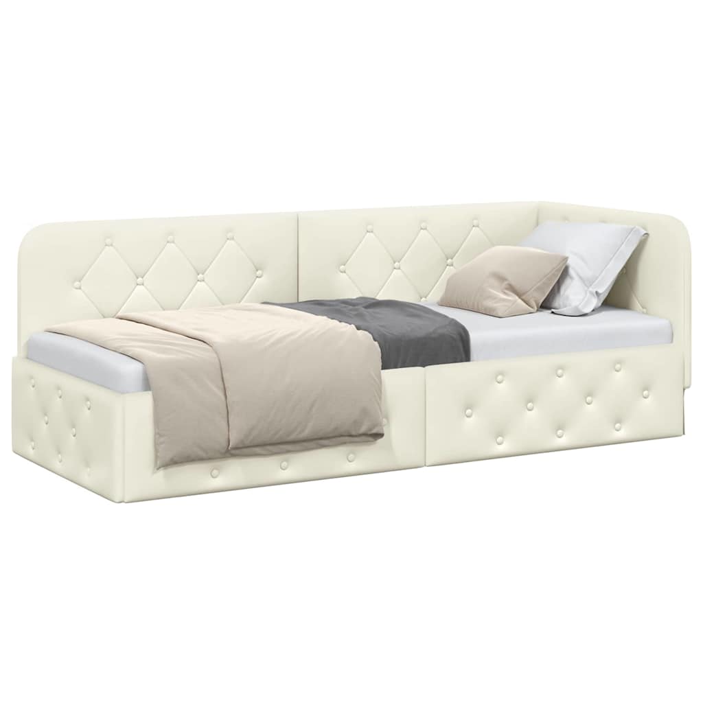 Cornice del letto ad angolo Crema 80 x 200 cm Velluto | homemem39