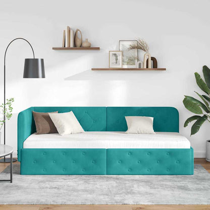 Cornice del letto ad angolo Turchese 80 x 200 cm Velluto | homemem39