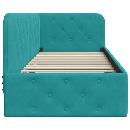 Cornice del letto ad angolo Turchese 80 x 200 cm Velluto | homemem39