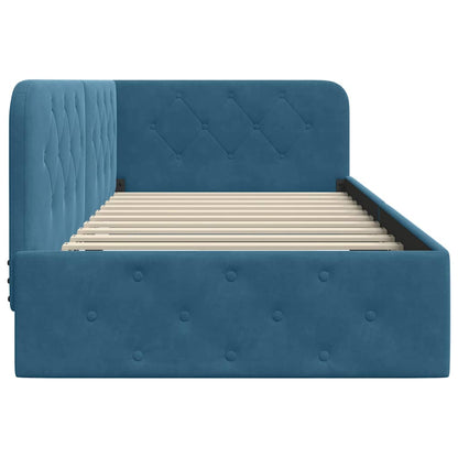 Cornice del letto ad angolo Blu 90 x 190 cm Velluto | homemem39