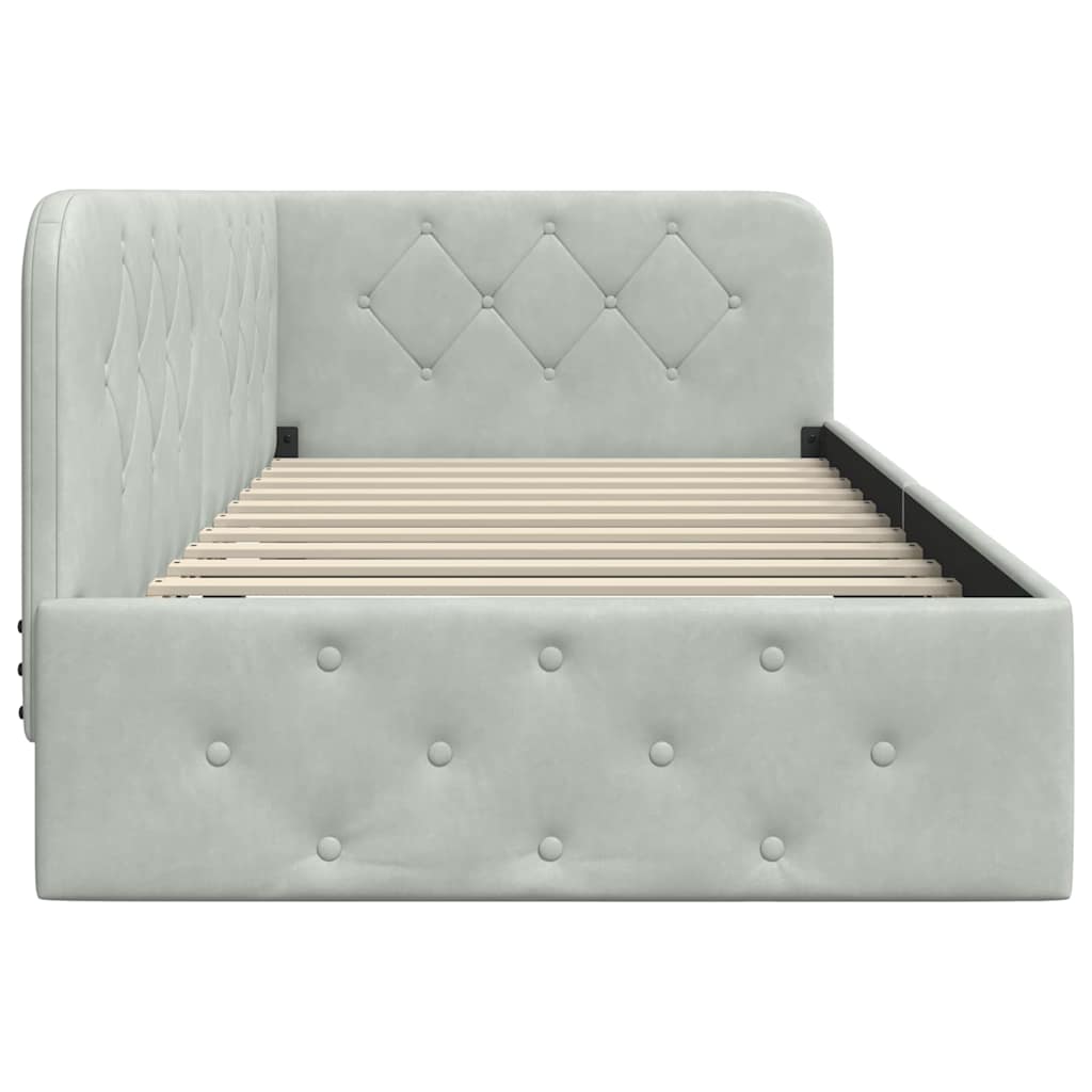 Cornice del letto ad angolo Grigio chiaro 90 x 190 cm Velluto | homemem39