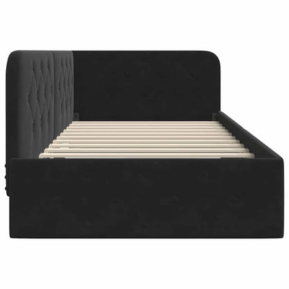 Cornice del letto ad angolo Nero 90 x 190 cm Velluto | homemem39