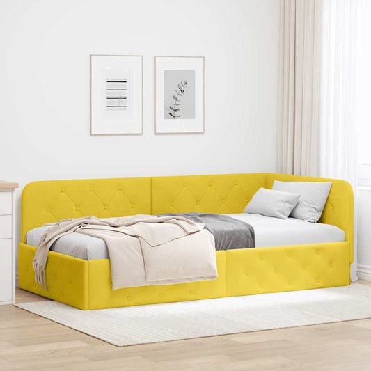 Cornice del letto ad angolo Giallo 90 x 190 cm Velluto | homemem39