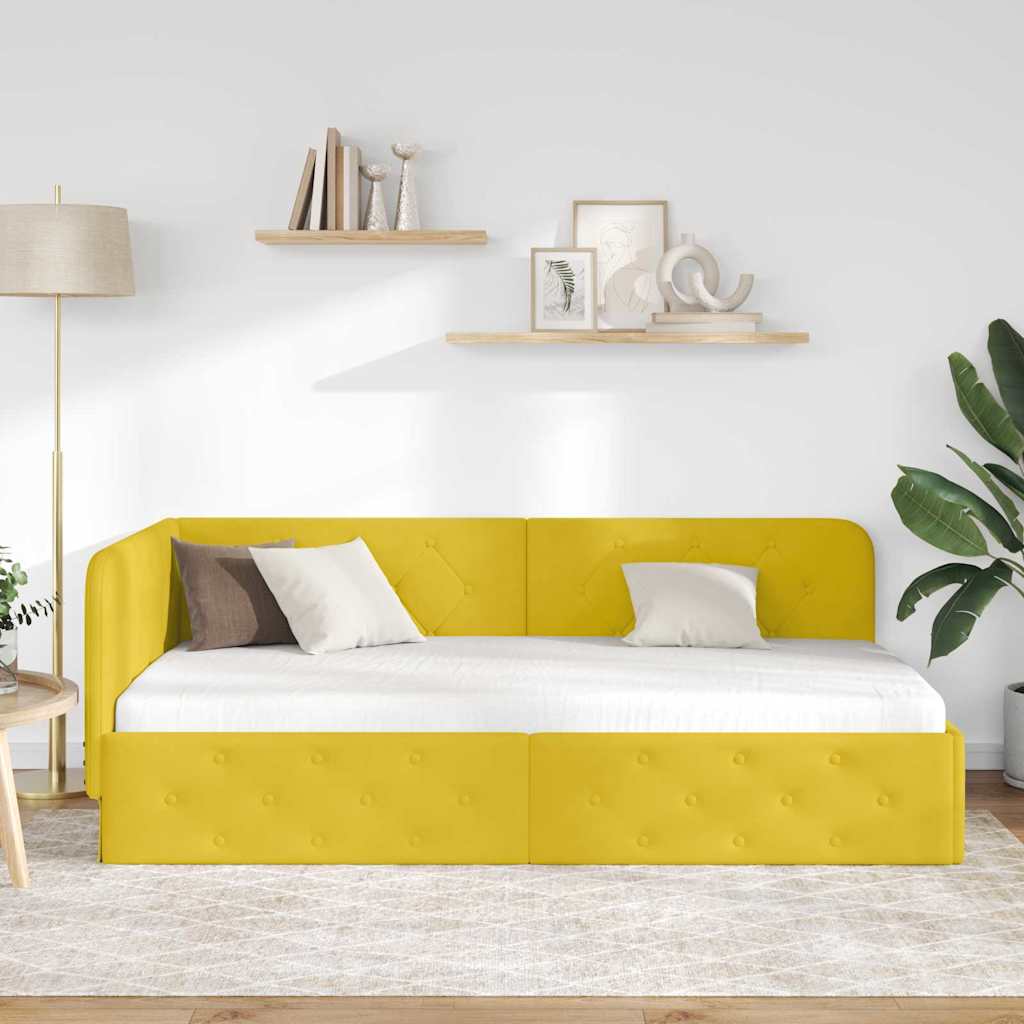 Cornice del letto ad angolo Giallo 90 x 190 cm Velluto | homemem39