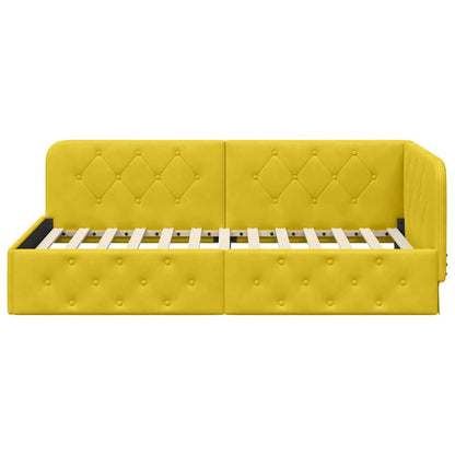 Cornice del letto ad angolo Giallo 90 x 190 cm Velluto | homemem39